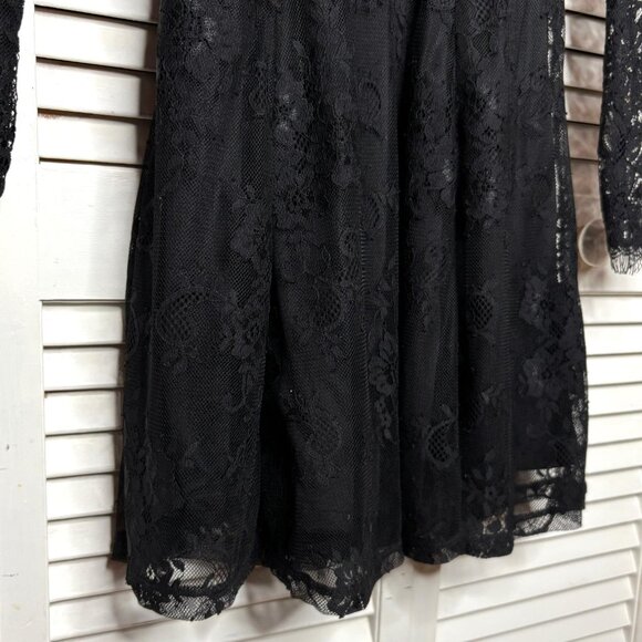 H&M Divided Black Floral Sheer Lace Long Sleeve Mini A-Line Dress XS 2 NWT - Picture 5 of 9